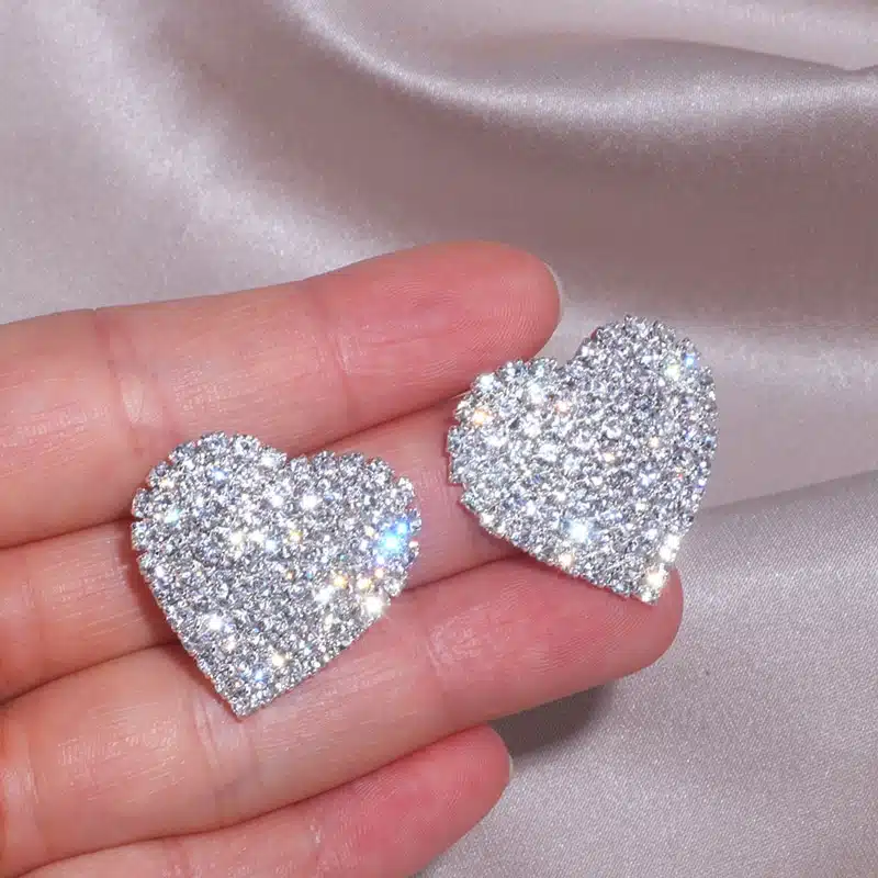 2020 New Design Luxury Crystal Heart Stud Earrings Fashion Big Love Earrings For Woman Romantic Wedding Jewelry Accessories