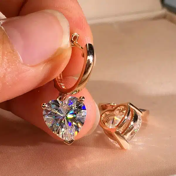 Cute Female Small 6/8mm Heart Hoop Earrings Vintage Rose Gold Wedding Earrings Jewelry Double Earrings For Women