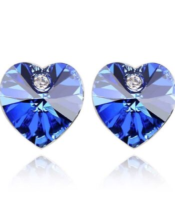 Blue, Green, Pink, Purple, Red, Rose, or Yellow Swarovski Crystal Heart Stud Earrings