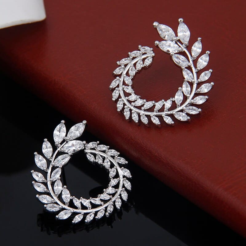 Luxury Brand New Fashion Olive Shape AAA+ Cubic Zircon Stud Earrings Branch Crystal Earings For Women Party Boucle d'oreille 119