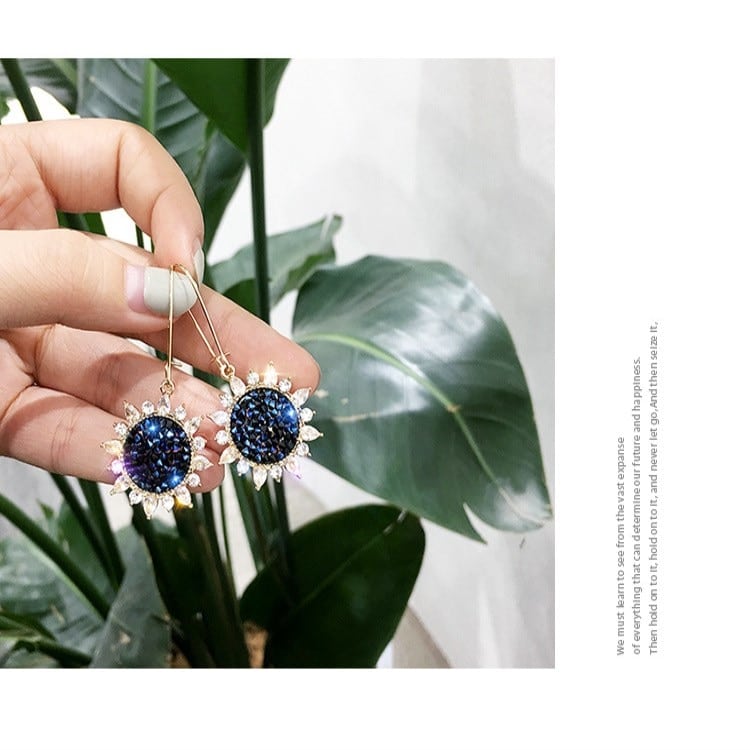 2020 New Fashion jewelry Sun flower inland zircon earrings female Crystal from Swarovskis Temperament Fit Women For Party