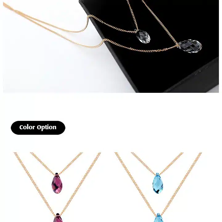 ANNGILL Crystals from Swarovski Elements Waterdrop Choker Necklaces Vintage Fashion Multi Color Necklace for Women Boho Jewelry