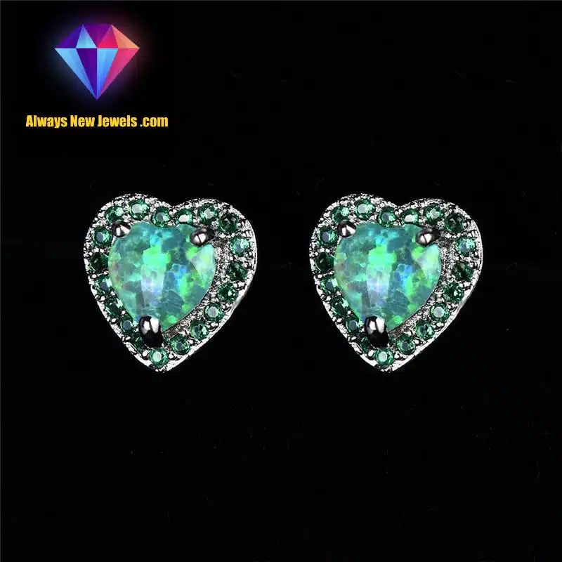 Small White Gold-Filled ‘Opal Heart’ Stud Earrings | 20 Colors