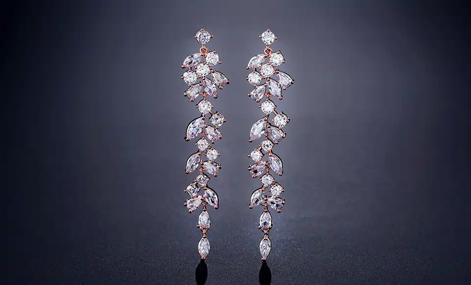 ZAKOL Newest CZ Zirconia Crystal Leaf Long Drop Earrings for Elegant Women Bridal Wedding Jewelry Accessories Gift FSEP2232