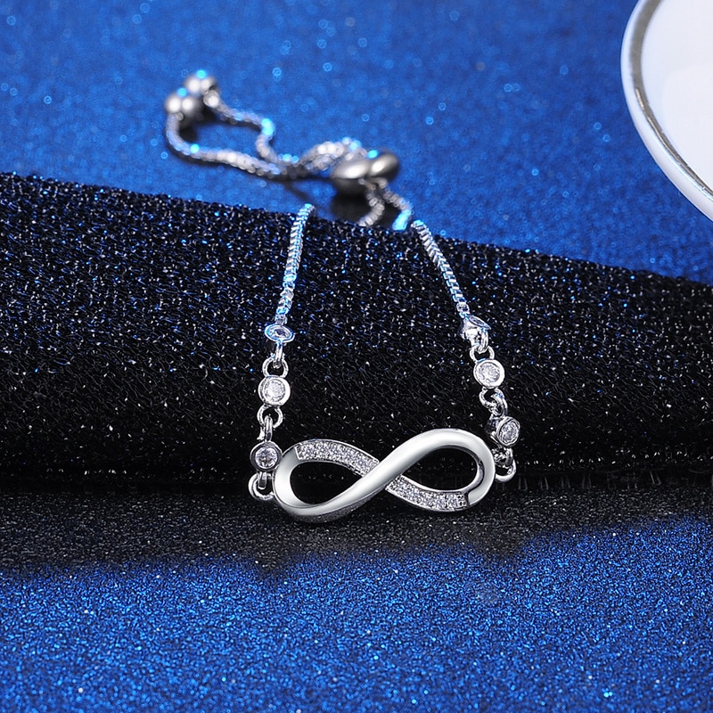 SIPENGJEL Fashion Stainless Steel Endless Love Infinity Chain Bracelets On Hand Adjustable Bracelets For Woman Party Jewelry