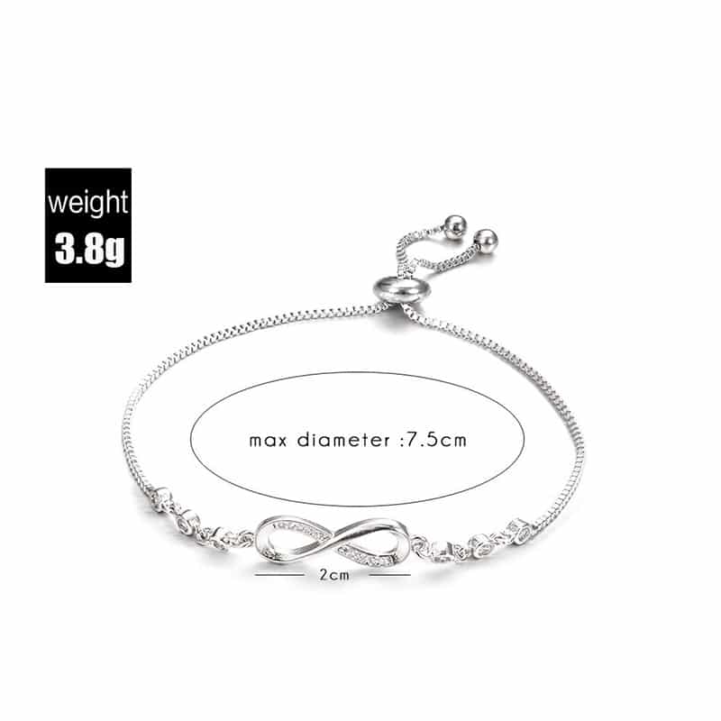 SIPENGJEL Fashion Stainless Steel Endless Love Infinity Chain Bracelets On Hand Adjustable Bracelets For Woman Party Jewelry