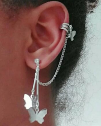 Single Ear “Flying Butterflies” Drop Earrings - ENS1340001874-1