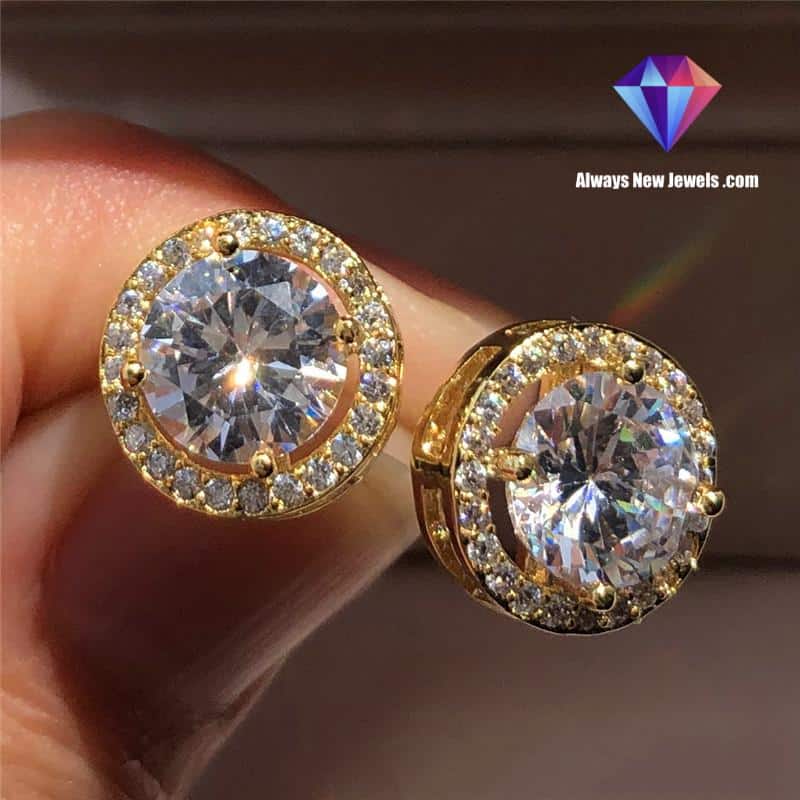 Gold or Silver Round Crystal Earrings