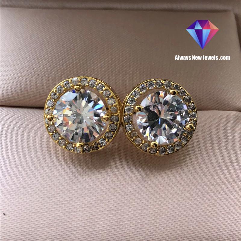 Gold or Silver Round Crystal Earrings