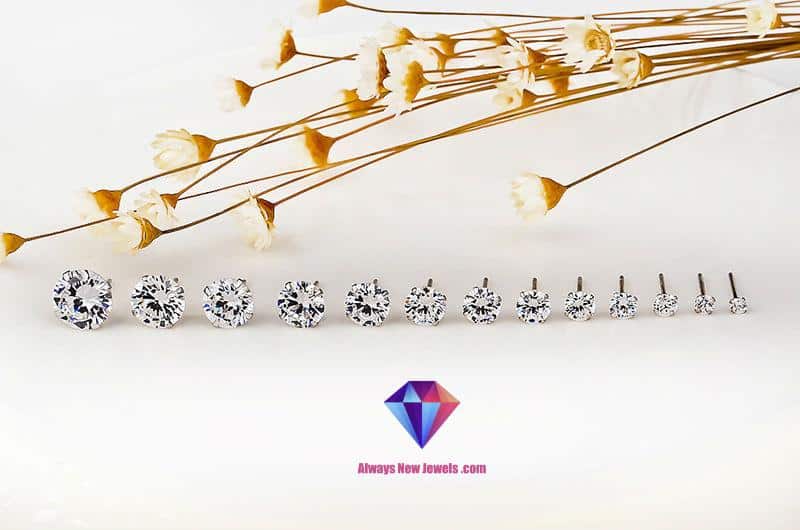 3mm to 8mm Swarovski Crystals 925 Sterling Silver Stud Earrings