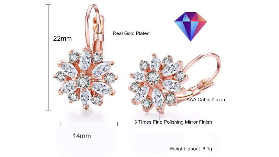 ZAKOL Fashion Rose Gold Color Hoop Earrings Flower Cluster Clear CZ Crystal Zirconia Earring for Women Jewelry Brincos EP609