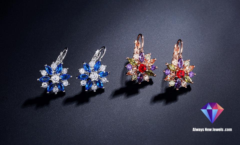 ZAKOL Fashion Rose Gold Color Hoop Earrings Flower Cluster Clear CZ Crystal Zirconia Earring for Women Jewelry Brincos EP609