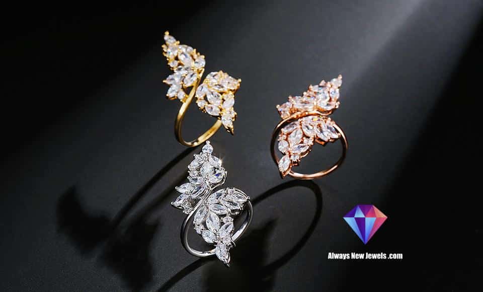 Rose Gold or Gold Crystal Wing Ring