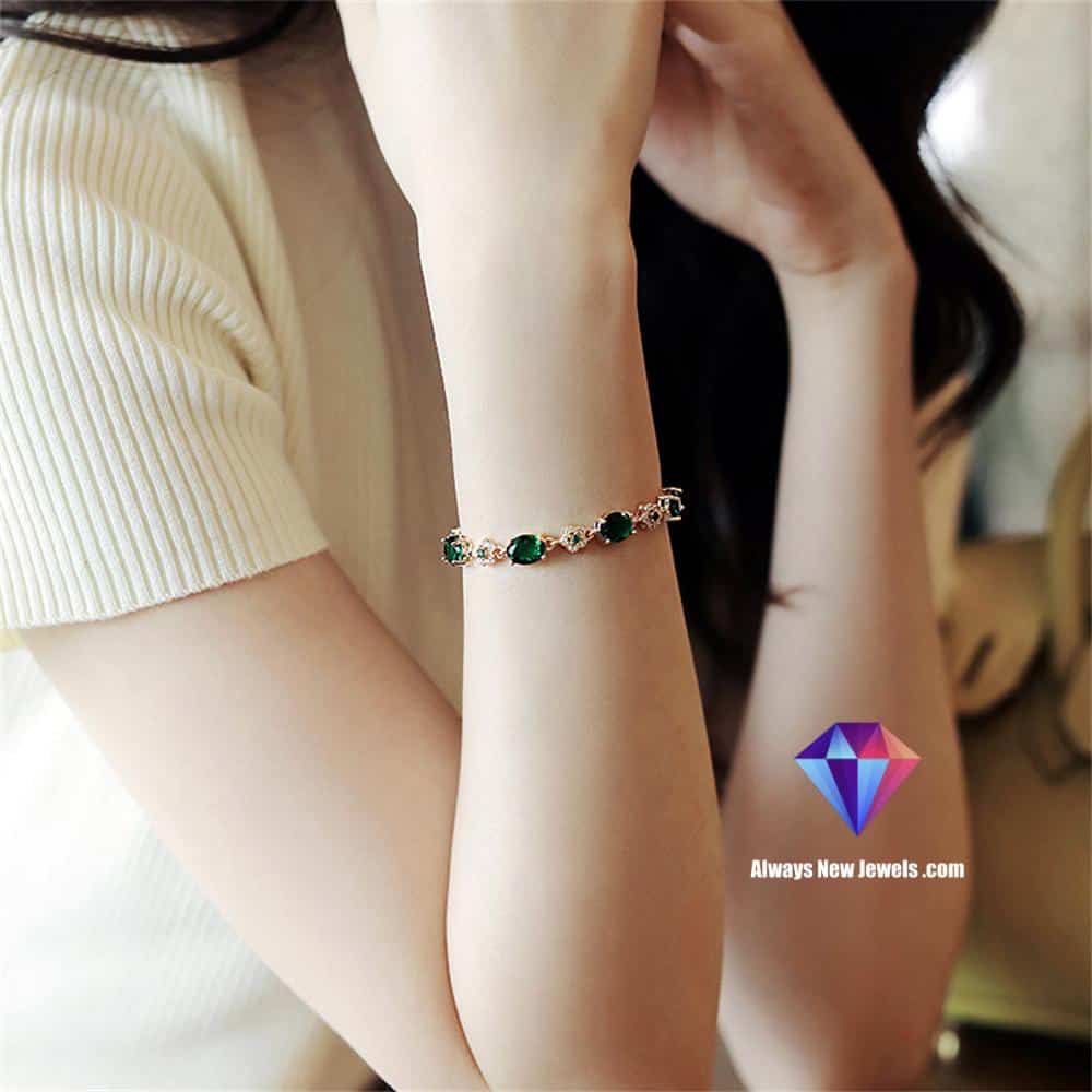 Luxury Adjustable Opal Bracelet for Women Metal Crystal Natural Stone Couple Cubic Zirconia Bead Chain Jewelry Christmas Gift