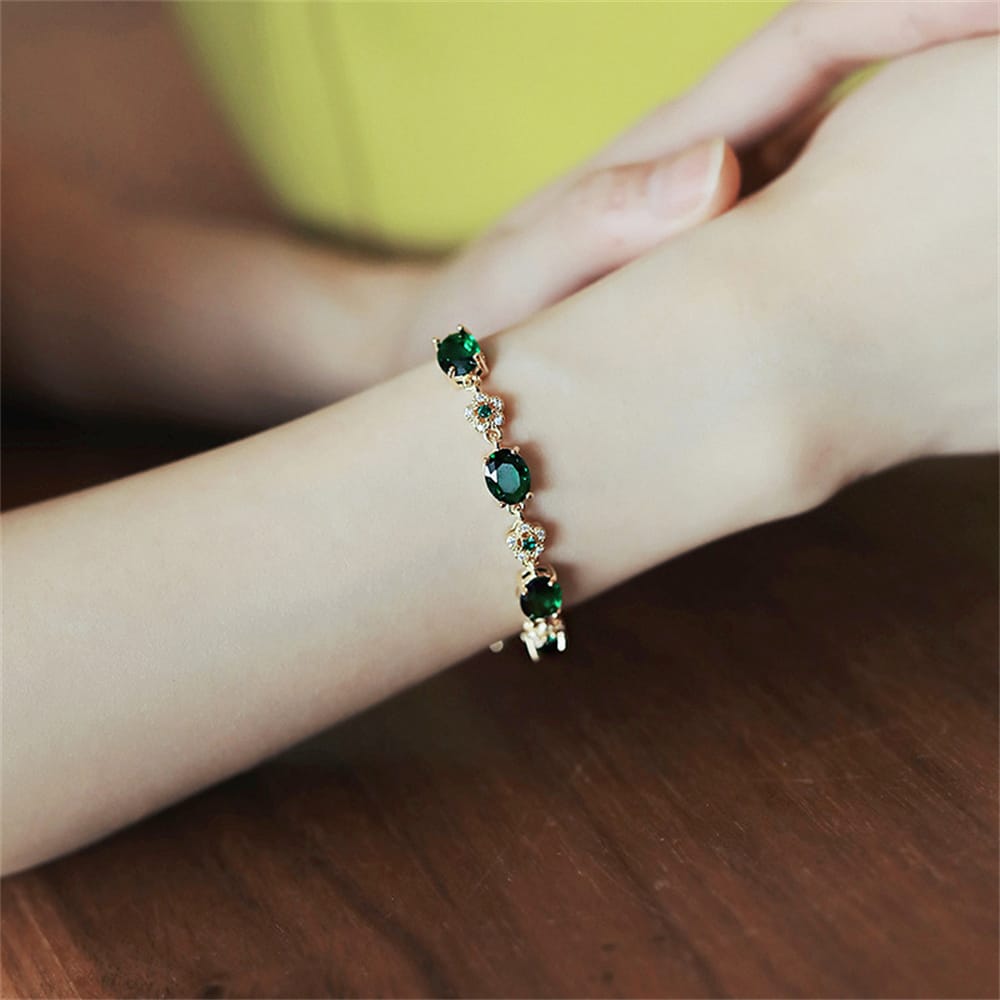Luxury Adjustable Opal Bracelet for Women Metal Crystal Natural Stone Couple Cubic Zirconia Bead Chain Jewelry Christmas Gift