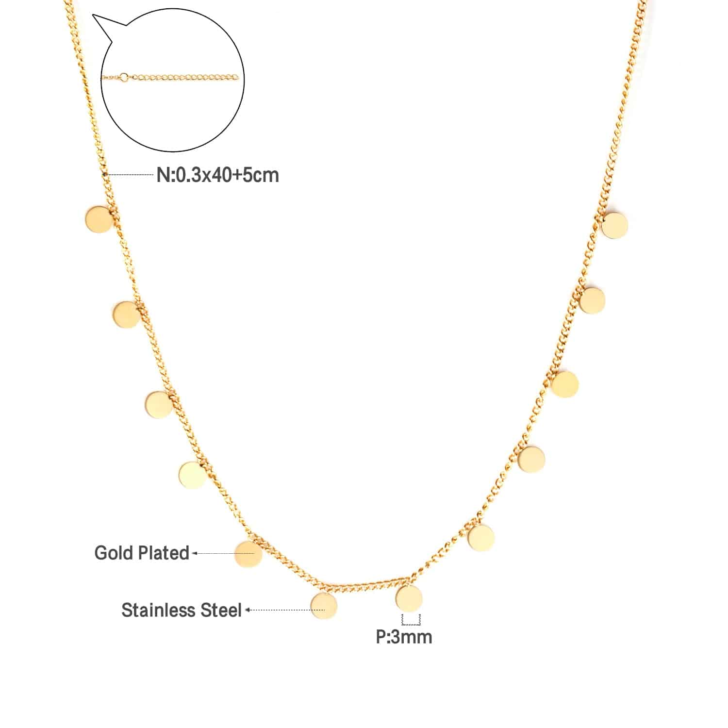 LUXUSTEEL Gold Color Stainless Steel Chains Necklace For Women Girl Small Mini Star Heart Coin Charm Choker Vintage Jewelry 2022