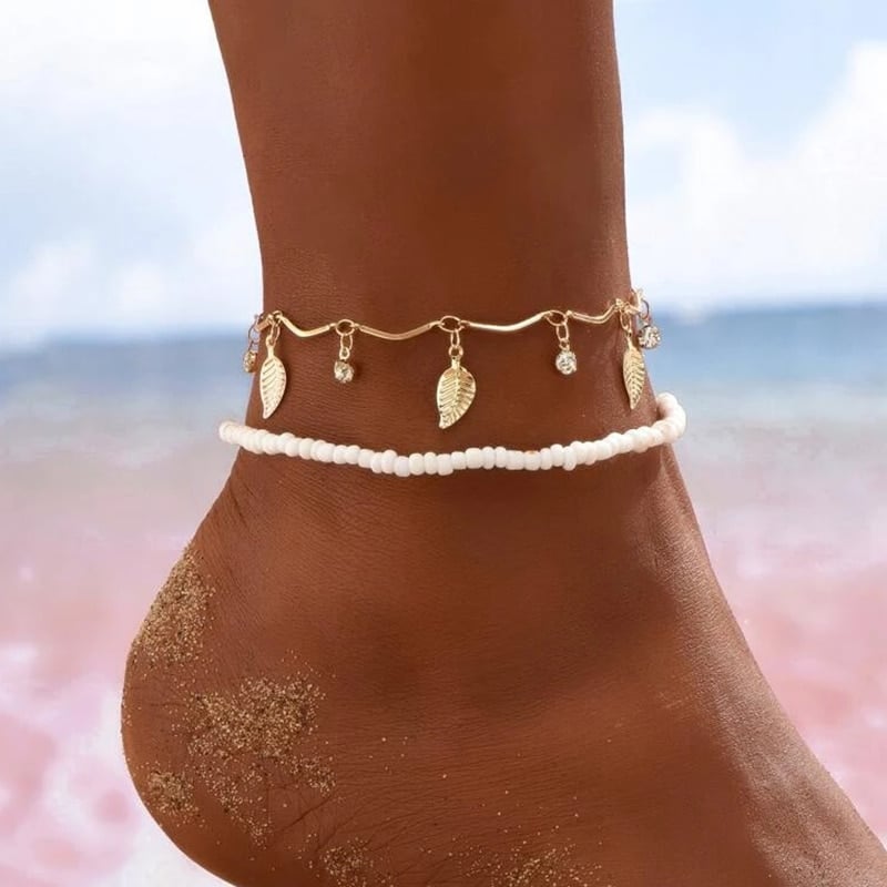 Boho Anklet Foot Chain Summer Bracelet Tassel Star Crystal Pendant Charm Anklet Sandals Barefoot Beach Foot Bridal Jewelry J022
