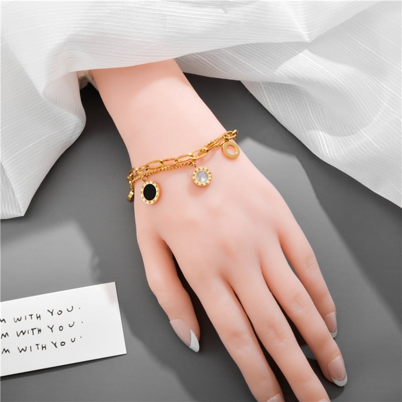 Luxury Famous Brand Jewelry Rose Gold Stainless Steel Roman Numerals Bracelets & Bangles Female Charm Popular Bracelet for Women